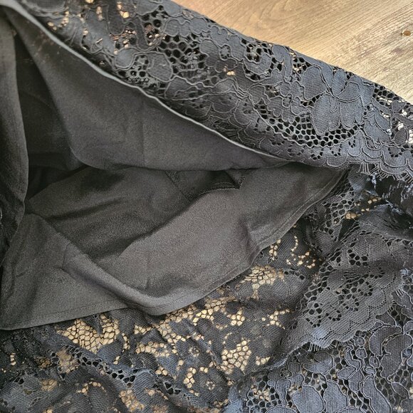 NWT! Gold Hawk Flounce Hem Lace Midi Slip A-Line Dress, M, Black - Picture 7 of 12